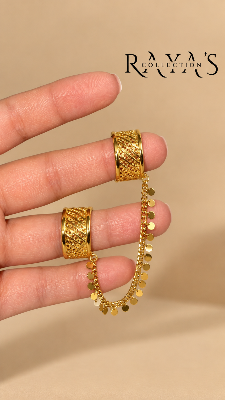 Golden Charm Double Ring Chain