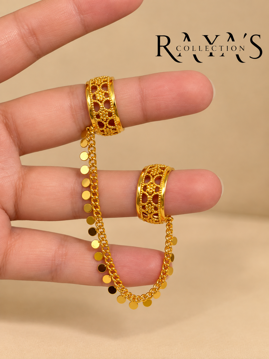 Golden Lace Double Ring Chain