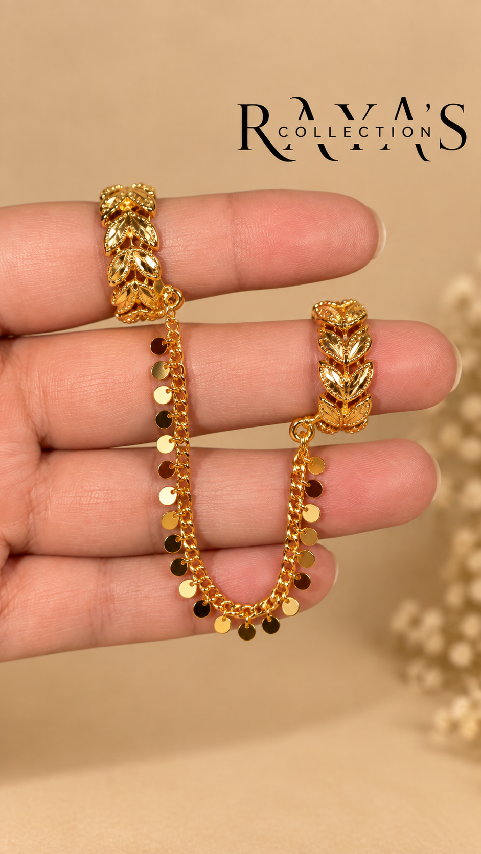 Golden Laurel Double Ring Chain