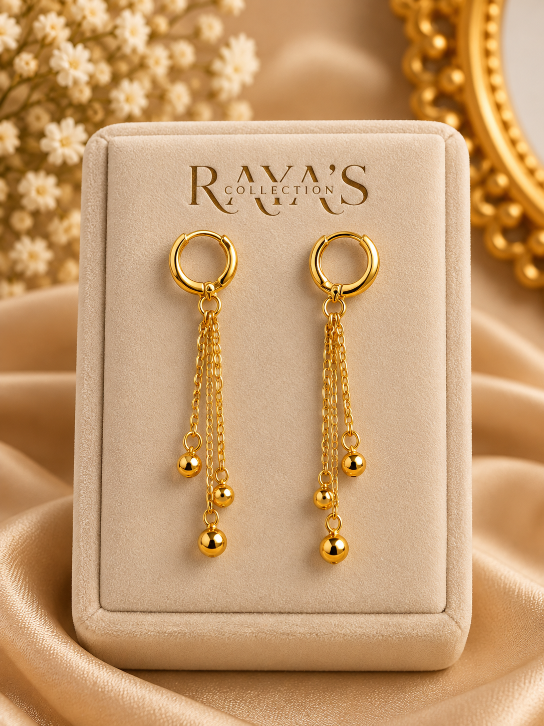 Golden Heart Tassel Necklace & Earrings Set