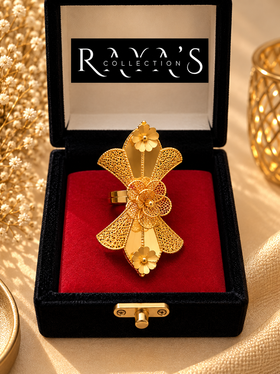 Golden Orchid Statement Ring
