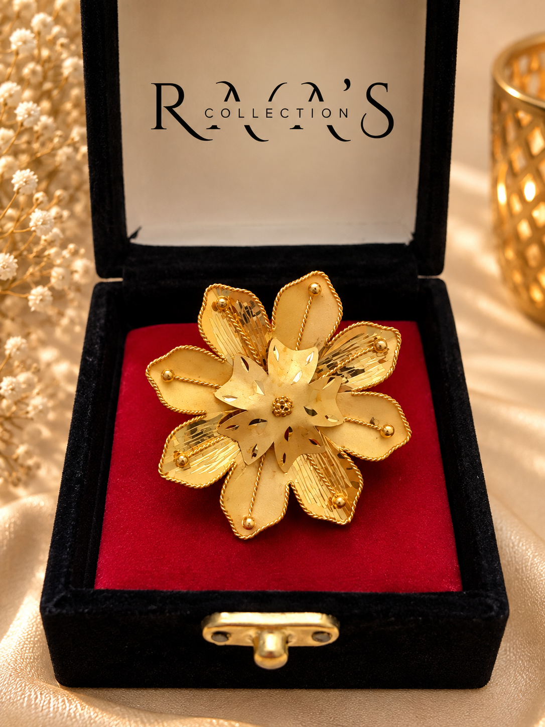 Golden Bloom Statement Ring