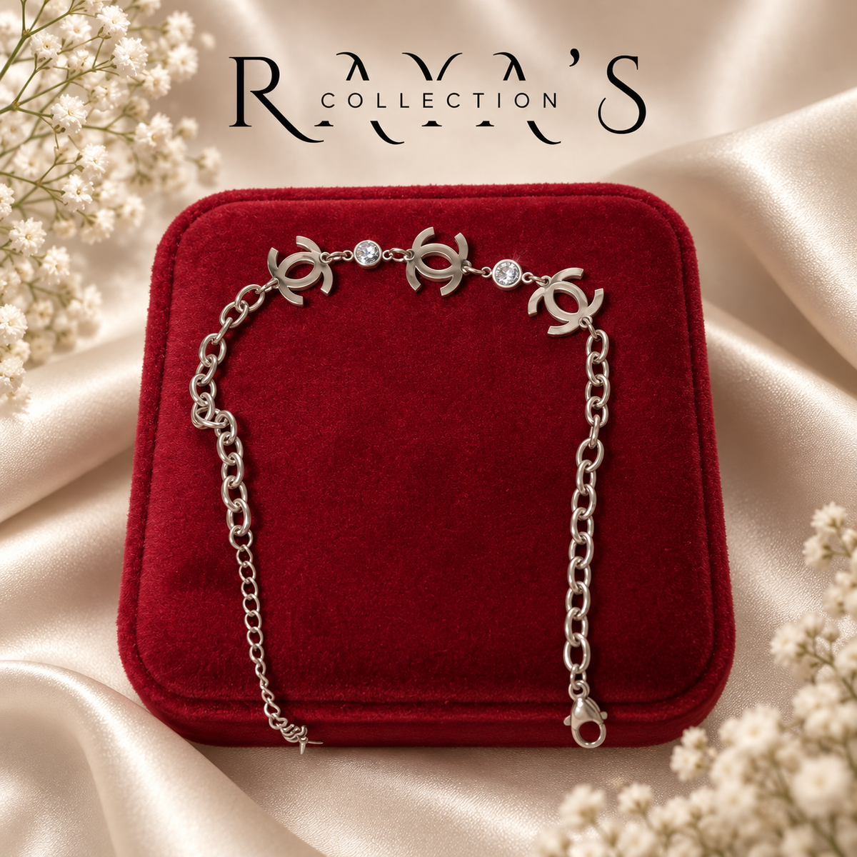 Silver Crystal Charm Bracelet