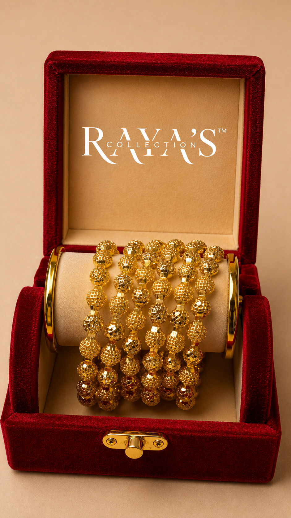 Golden Harmony Bead Bangle Set