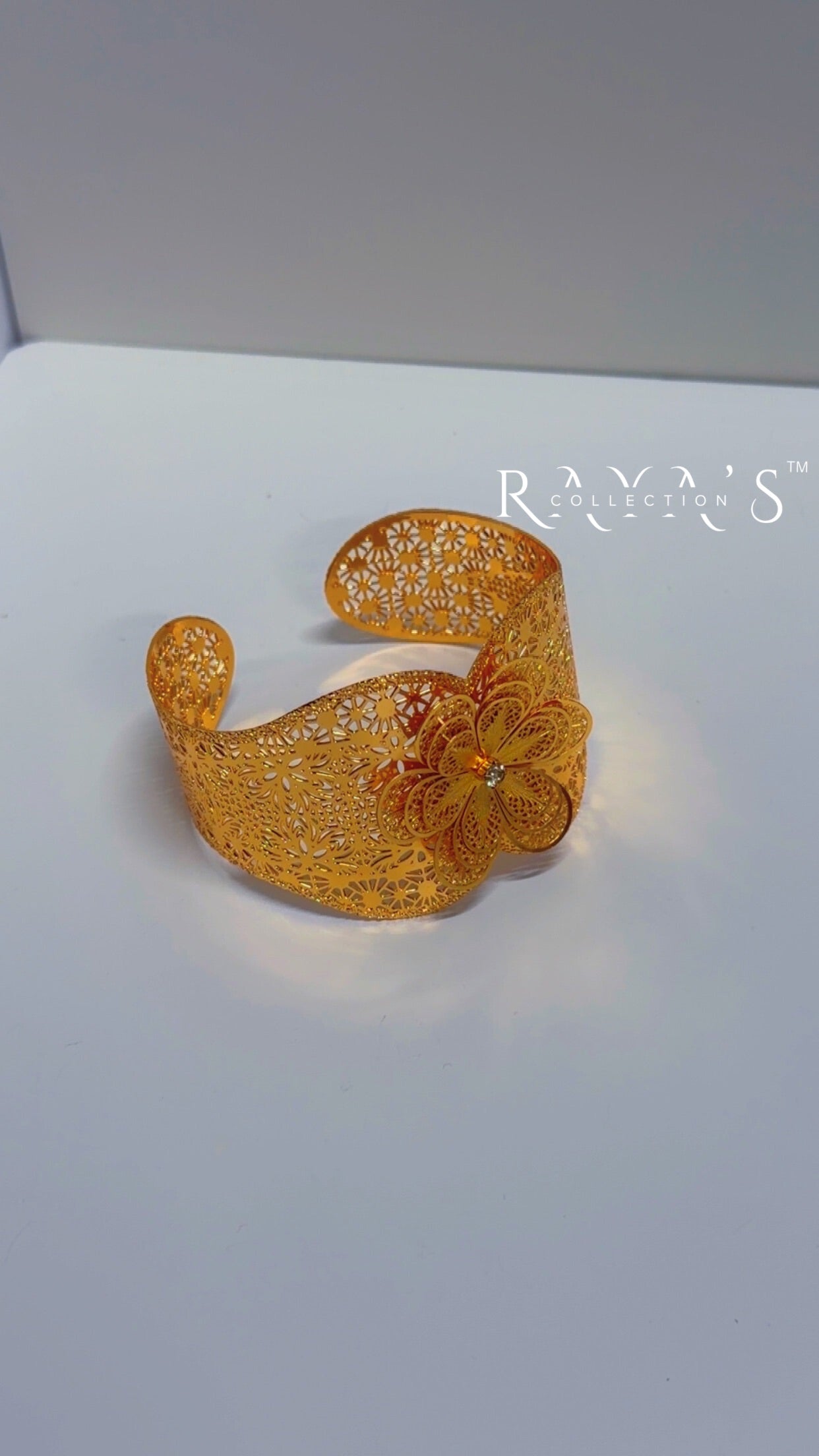 Floral Majesty Gold-Plated Large Arm Cuff Bracelet