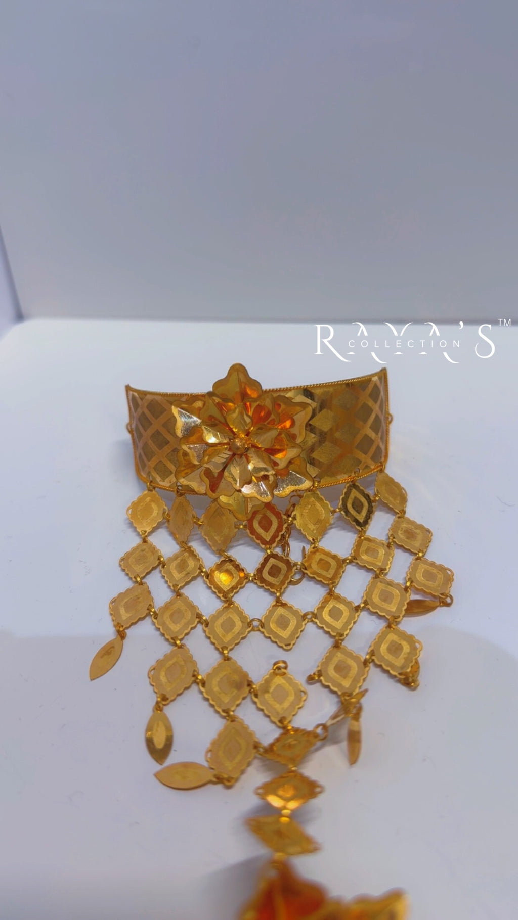 Royal Bloom Gold-Plated Hand Cuff with Ring Attachment