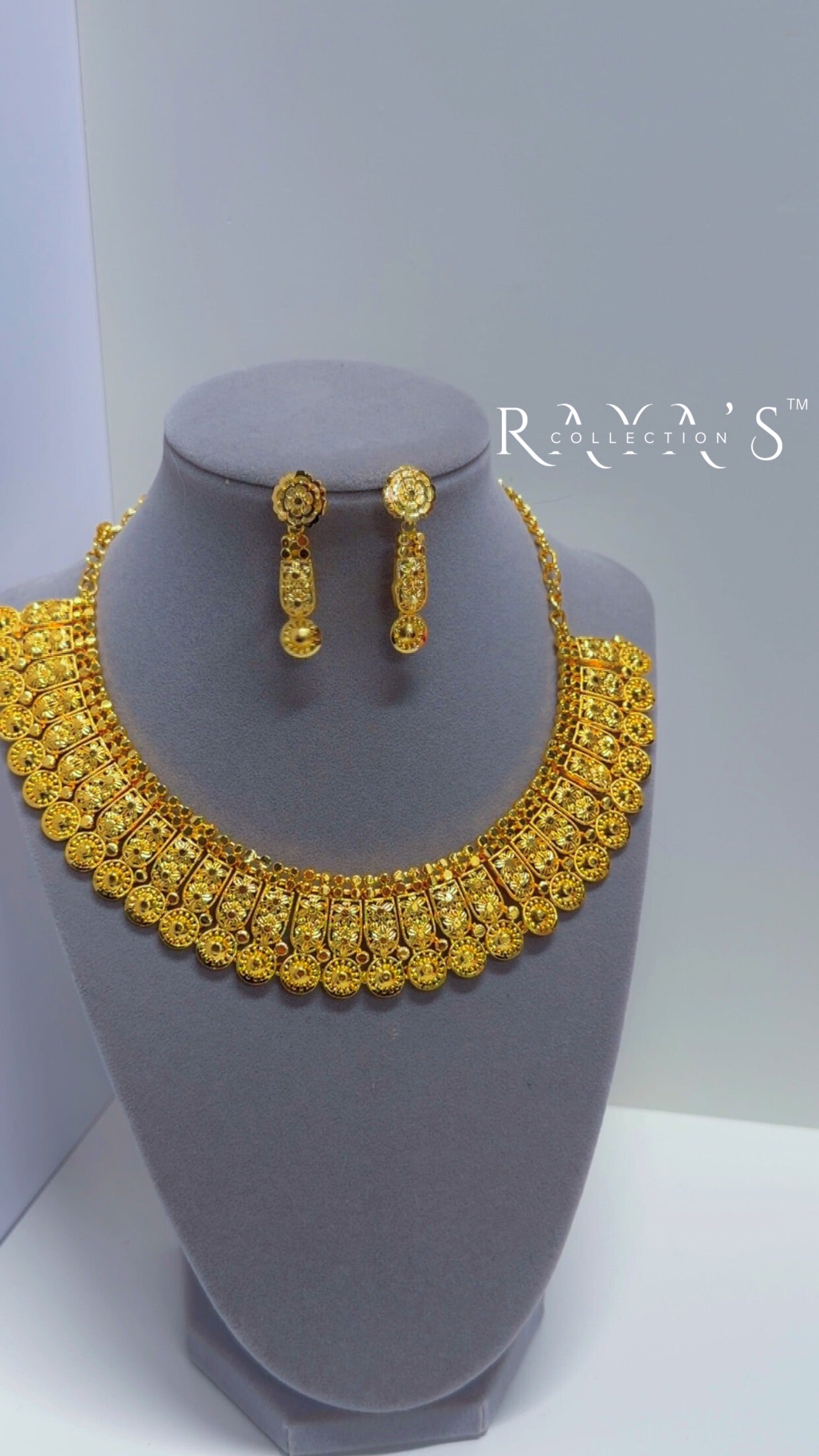 Royal Heritage Gold-Plated Necklace and Earring Set