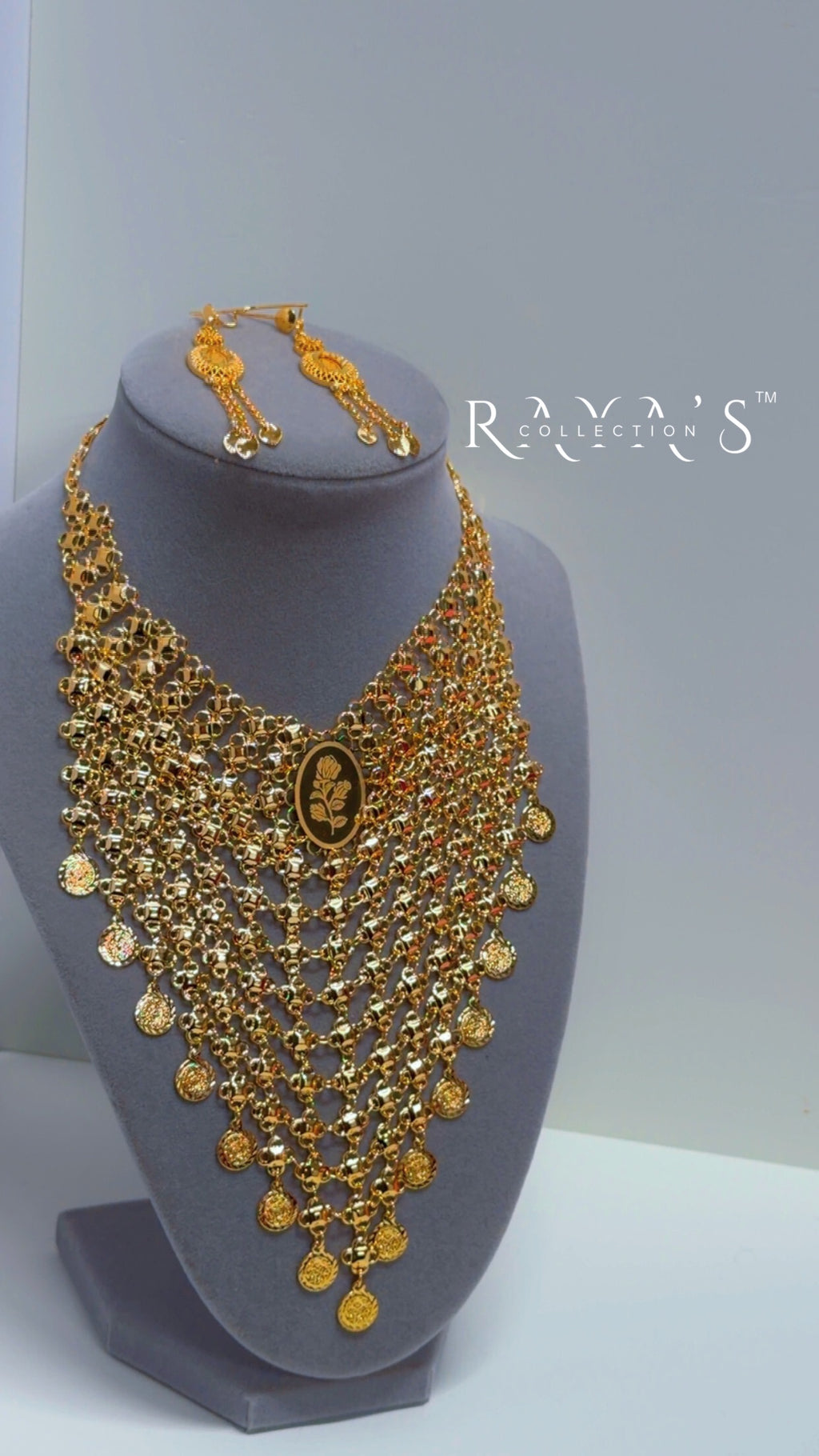 Royal Cascade Gold-Plated Necklace & Earrings Set