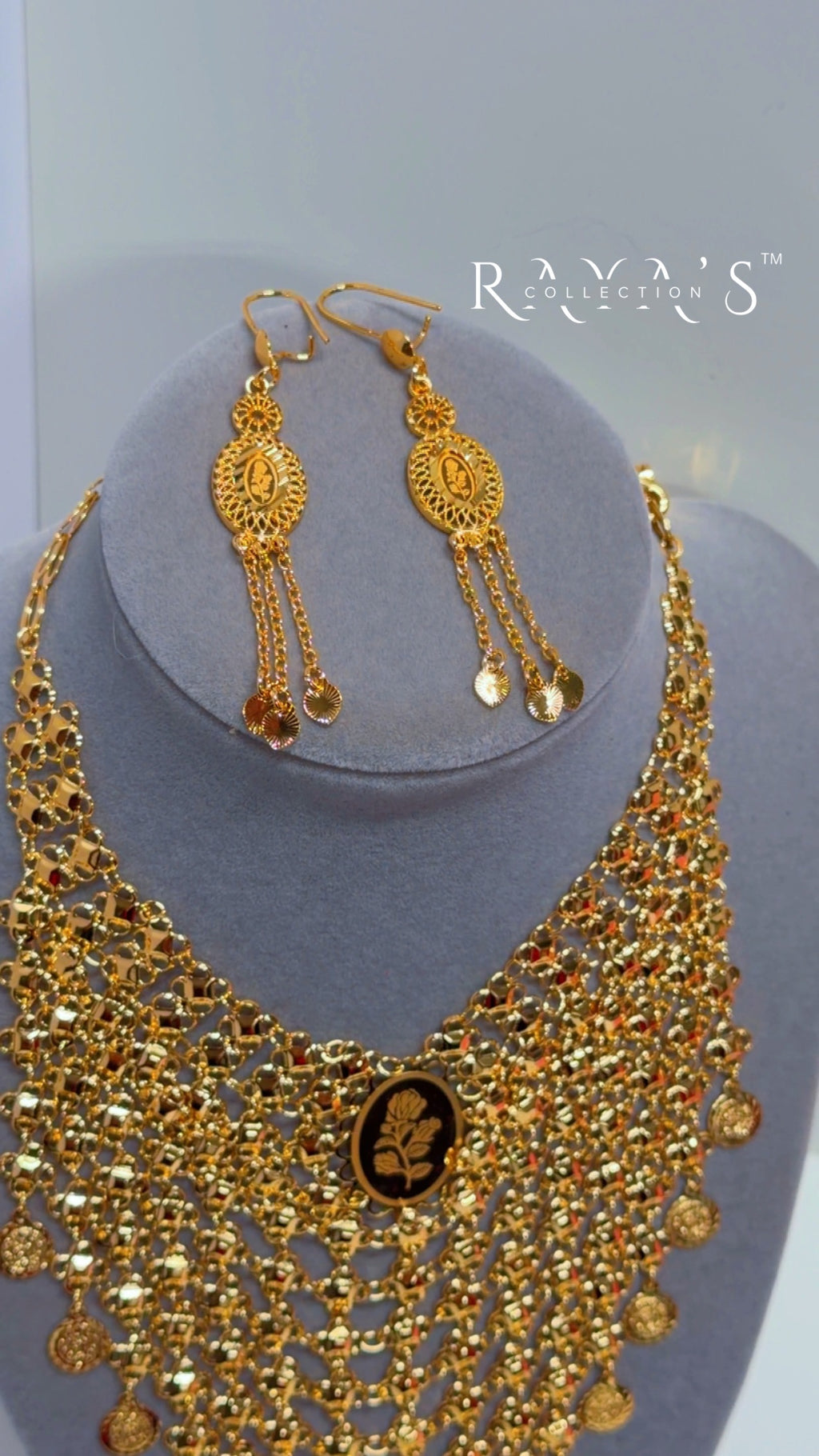 Royal Cascade Gold-Plated Necklace & Earrings Set