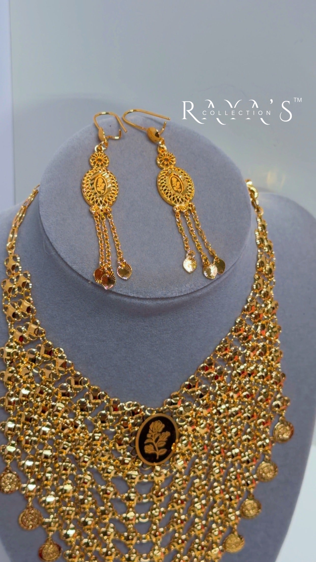 Royal Cascade Gold-Plated Necklace & Earrings Set