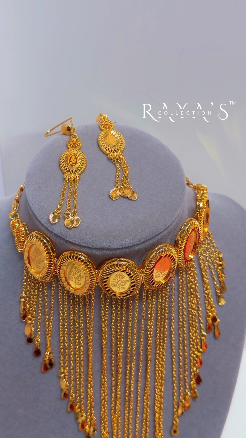 Imperial Fringe Gold-Plated Necklace & Earrings Set