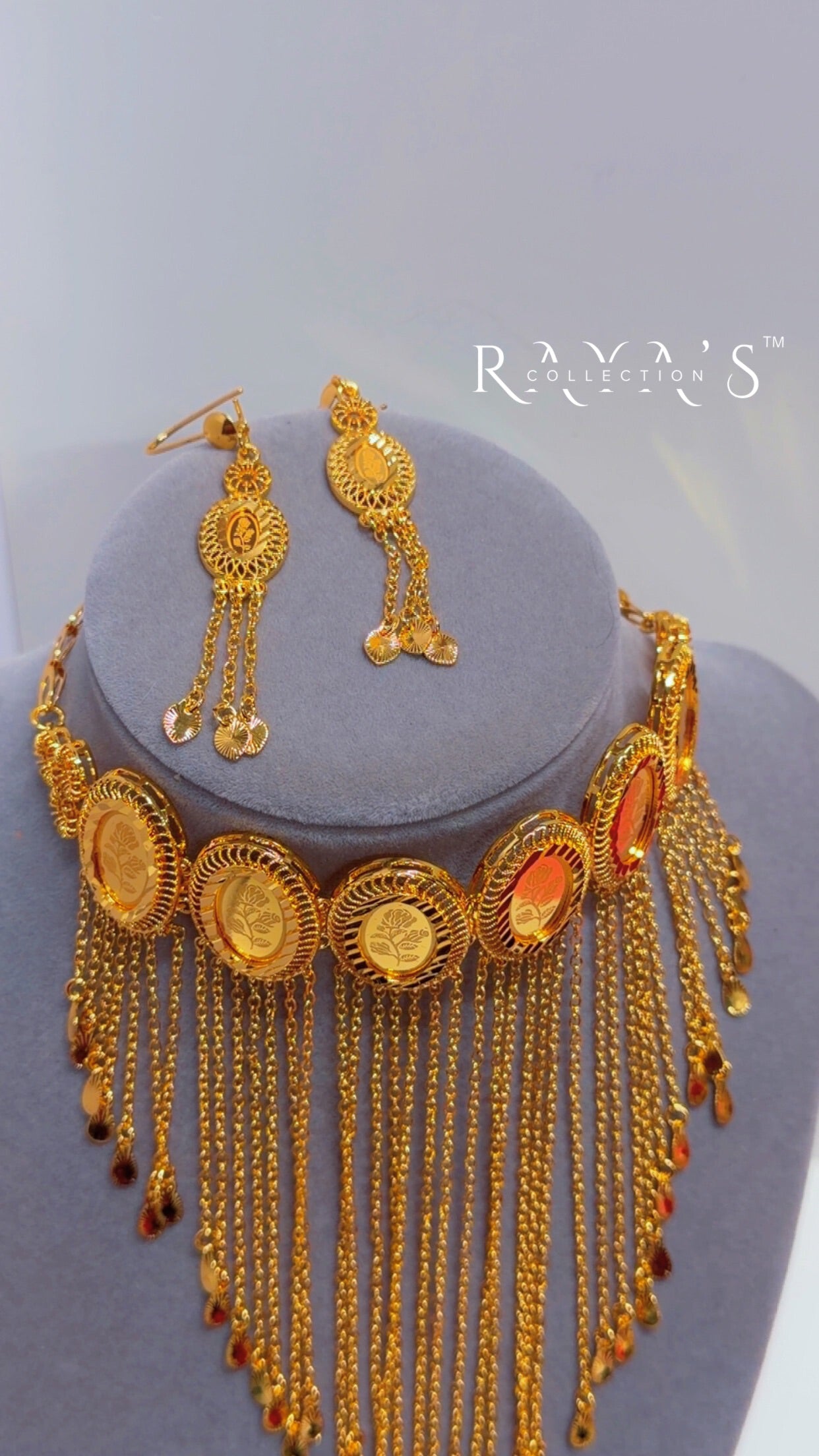 Imperial Fringe Gold-Plated Necklace & Earrings Set