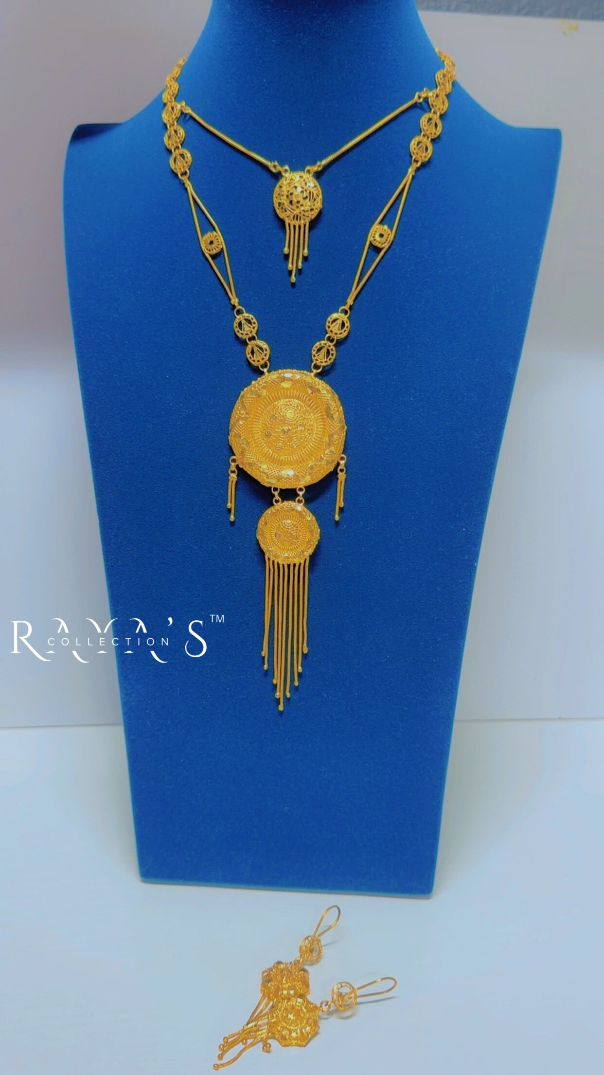 Medallion Drop Gold-Plated Necklace & Earrings Set